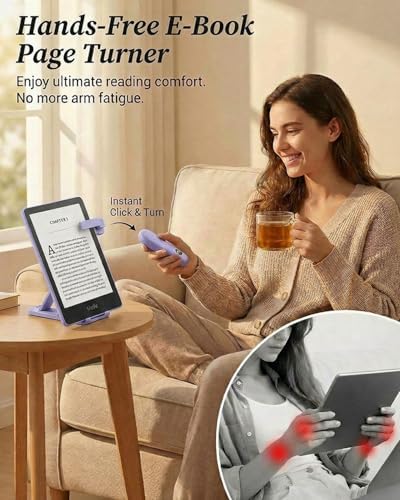RF Remote Control Page Turner with Upgrade LCD Power Display, Wireless Reading Clicker for Kindle Paperwhite Kobo Oasis iPad, Phone Camera Remote Trigger, 36-Month Warranty (Purple) - Image 3