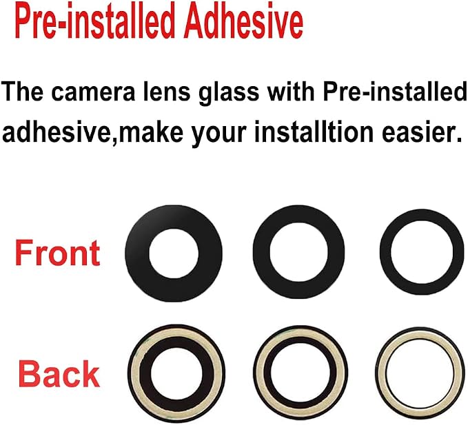 LEAFE for iPhone 14 Pro/iPhone 14 Pro Max Camera Lens Replacement | 2 Set OEM Original Back Rear Camera Lens Glass Replacement Kit for iPhone 14 Pro/14 Pro Max with Pre-Installed Adhesive - Image 3