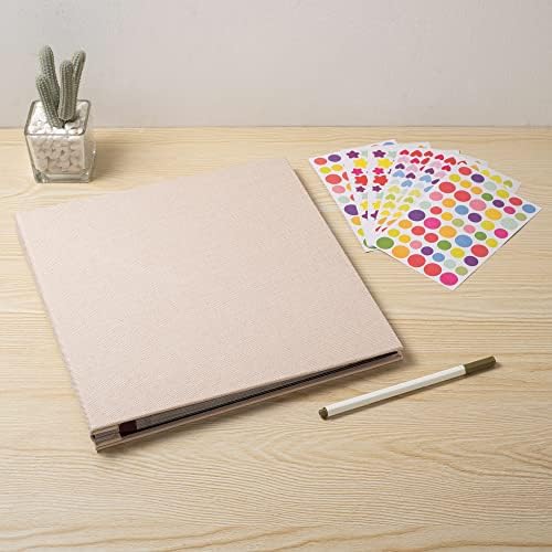 Large Photo Album Self Adhesive for 4x6 8x10 Magnetic Scrapbook DIY 60 Black Sticky Pages Beige Linen Cover Photo Album - Image 6