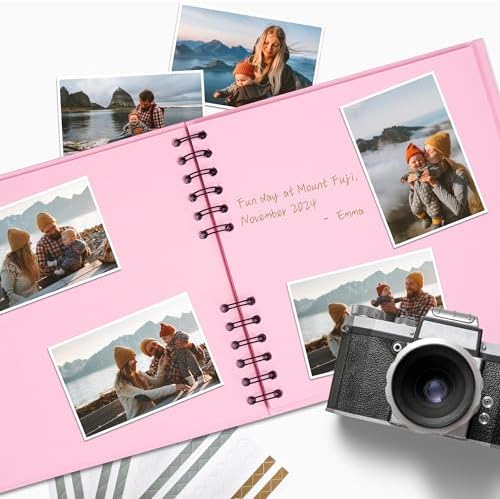 Scrapbook Photo Album DIY 8x8 Inch Thick Kraft 40 Pages Pink - Image 5