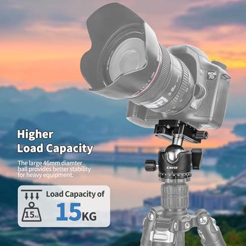 CAVIX 36mm Tripod Ball Head with Lever Release, Low Profile Heavy Duty Ball Head Mount with Arca Swiss Quick Release Plate for Camera Tripod Monopod DSLR Camcorder Telescope,Max Load 33lb/15kg(H-36F) - Image 2