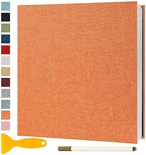 Photo Album Self Adhesive Pages 11x10.6 Scrapbook Orange 40 Pages by Semfalbuums