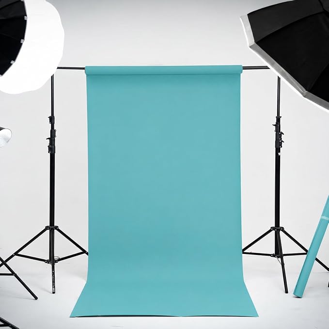 Kate Seamless Paper Backdrop for Photography Blue Seamless Backdrop Paper (86''x32.8' Lite Blue) - Image 2