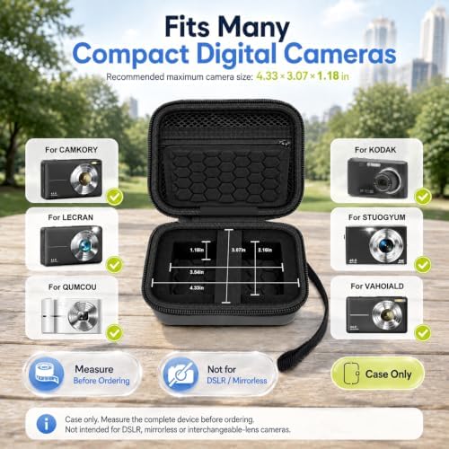 Comecase Camera Case for Kodak PIXPRO FZ55/FZ45, 2 SD Card Slots, Jet Black - Image 2
