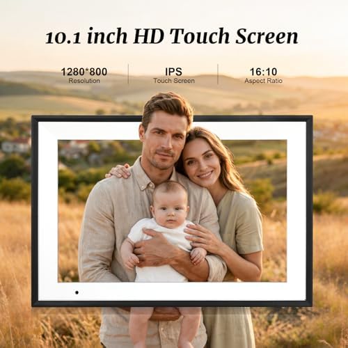 Digital Picture Frame 10.1 Inch Digital Photo Frame 32GB Storage, WiFi Picture Frame with1280x800 IPS Touch Screen, Auto-Rotate Photo Frame Share Your Photos and Videos via AiMOR App, Black - Image 5