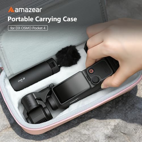 AMAZEAR Portable Carry Case for DJI OSMO Pocket 4 / Xtra Muse, Pocket4 Accessories Hard Shell Bag for Protection, Storage, Organizer, with Shoulder Strap, Pink - Image 2