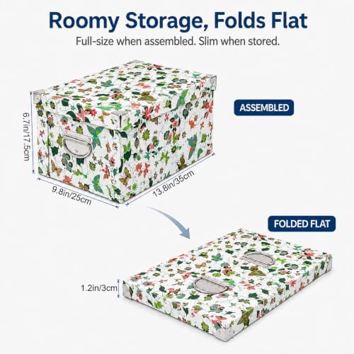 GUOZI Collapsible Storage Box, Decorative Memory box with Lid & Metal Reinforced Corners, Cardboard File Box with Handles, Organizer Gift Box for Keepsake Toy Photos Office Nursery Wardrobe Bookshelf - Image 2
