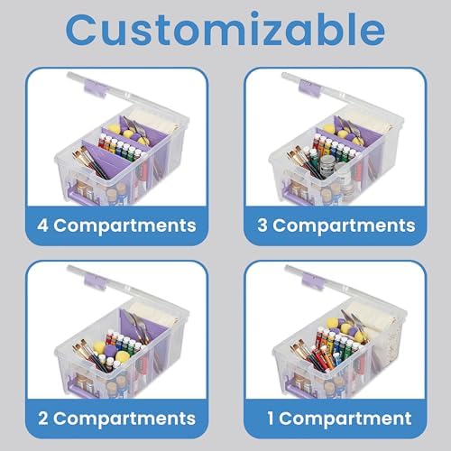 ArtBin Semi Satchel Portable Craft Organizer with 3 Dividers - Clear Plastic Storage Case for Art & Craft Supplies - Image 3