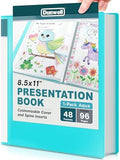 Dunwell Presentation Binder 48-Pocket, Displays 96 Pages, 8.5x11 Portfolio Binder with Plastic Sleeves, Storage and Organizer for Documents, Photos, Kids Artwork, Projects, Recipes (Aqua) by Dunwell