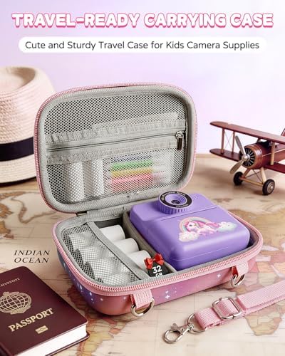 Kids Camera Instant Print with Carrying Case, Digital Selfie Camera with 6 Rolls Print Paper, 5 Monochrome Colors, 32GB SD Card, Portable Toddler Camera for Girls 3-12, Christmas Birthday Gift - Image 6
