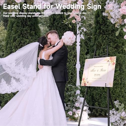 Easel Stand for Sign, Metal Display Easel with Adjustable Chain, Black - Image 2