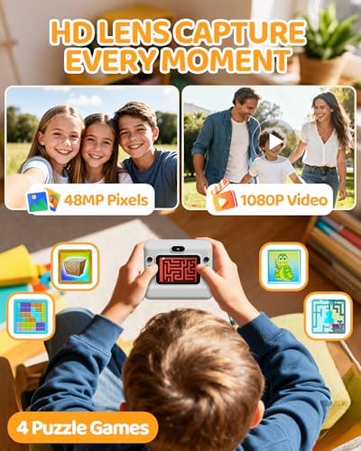 CalineGam Kids Instant Print Camera, 1080P HD Dual Lens with 32GB Card | 2.4" Screen Kids Camera with 3 Paper Rolls, 16X Zoom, Christmas Birthday Gifts for Girls and Boys Age 3-12 - Image 5