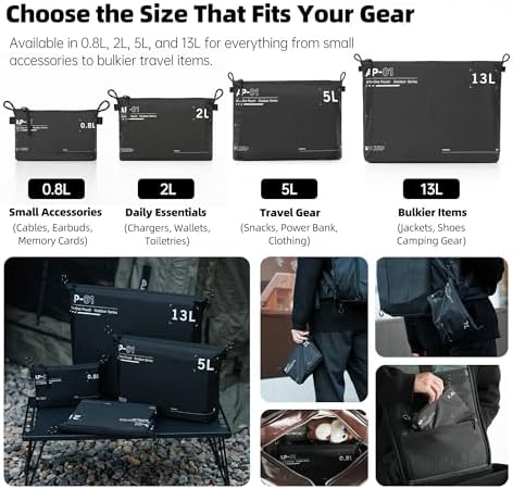 AMBITFUL AP-01 Water-Resistant Organizer Pouch, 17.7''x12.9'' Ultra-Light Travel Storage Bag for Camera Accessories, Cables, Toiletries and Outdoor Gear (XL（13L）) - Image 6