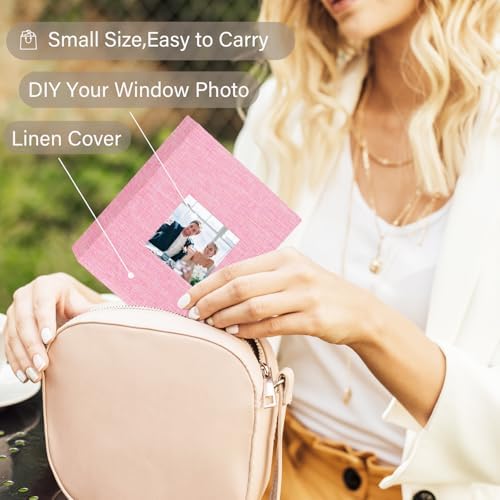 Artmag Mini Photo Album 4x6 50 Pockets 2 Pack, Linen Cover with Front Window Album Each Holds 52 Vertical Photos for Family Wedding Baby Children (Pink) - Image 6