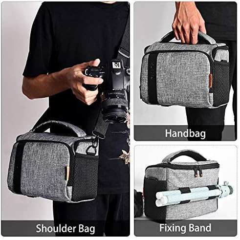 FOSOTO Compact SLR/DSLR Stylish Camera Bag Case Compatible for Nikon P900 B500 D3500 D5600 D7500, Canon EOS T6 T7i T5 4000D 80D, Sony A73 Mirrorless Camera Shoulder Case Waterproof Rain Cover (Gray) - Image 3