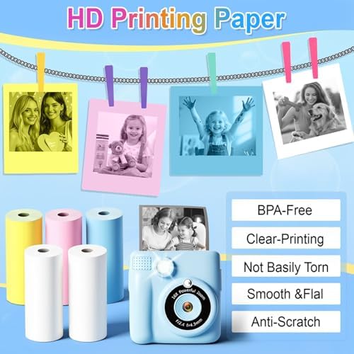 18 Rolls Kids Camera Paper Roll Refill Compatible with Most Instant Print Cameras for Kids BPA Free （2.24"x0.98" ） - Image 6
