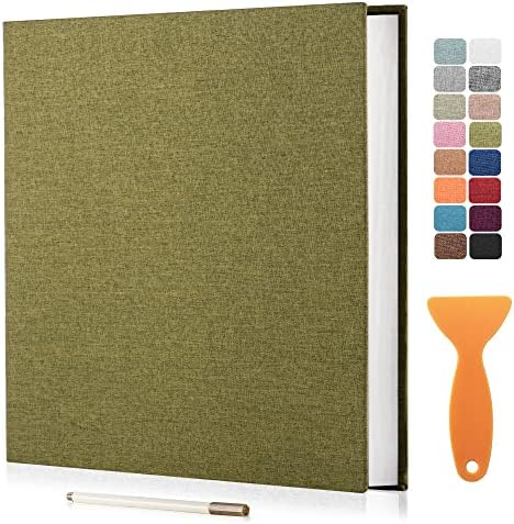 Large Photo Album Self Adhesive Scrapbook Album for 4×6 5×7 8×10 Pictures DIY Magnetic Linen Cover Album 60 Pages for Family Wedding Gifts with Metal Pen and Plastic Board by HenPisen