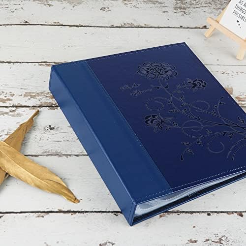 Photo Album 8x10 Clear Pages Pockets Leathe Cover Slip Slide in Photo Album Holds 50 Vertical 8x10 Photos Picture Book for Wedding Family (Blue) - Image 5