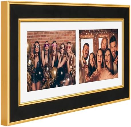 Suede 6x15 Picture Frame Display 2 Opening 5x7 Double Picture Frames Collage Wall Decor with Mat,Multi Photo Frame for Plexiglass,Wall Decor,1Pack,Black - Image 3