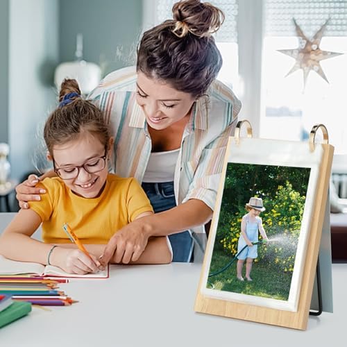 ZEEYUAN 4x6 Desk Picture Frame Vertical Standing Flip Photo Album on Stand Collection Book for Table 4x6 Photo Book Office Desktop Decor for Women, Mother's Day Birthday Gifts for Mom Wife Grandma - Image 6