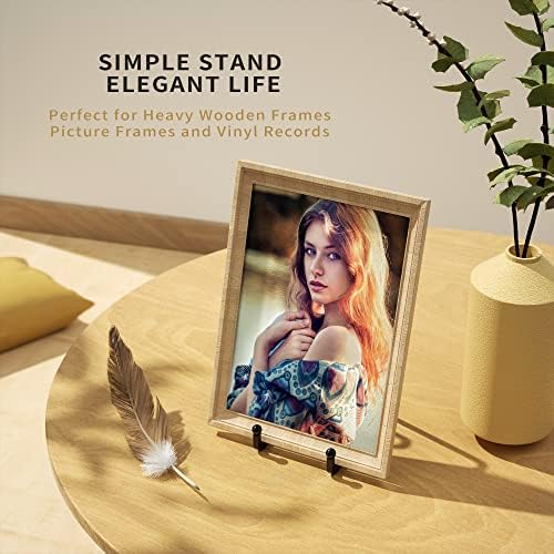 IPAME 4 Pack Plate Stands for Display - 6 Inch Metal Square Wire Plate Holder Display Stand + Picture Frame Stand Holder Easel for Book, Decorative Plate, Plaque, Photo, Platter (Black) - Image 3