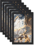 5.5x8.5 Picture Frame Set of 6 Black Engineered Wood Tabletop/Wall Hanging by Fxojyvo