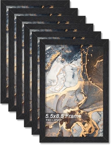5.5x8.5 Picture Frame Set of 6 Black Engineered Wood Tabletop/Wall Hanging by Fxojyvo