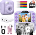 Kids Instant Camera with 64GB SD Card, Portable Digital Camera Toy for Girls and Boys Ages 3-12, Toddler Christmas and Birthday Gift for 3 4 5 6 7 8 9 10 Year Old Kids (Blue) (Purple) by Coxlame