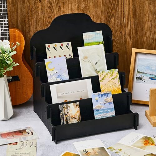 Barydat Greeting Card Display Stand Wooden, 11.8 x 10.4 x 14.2 Inch, Black - Image 5