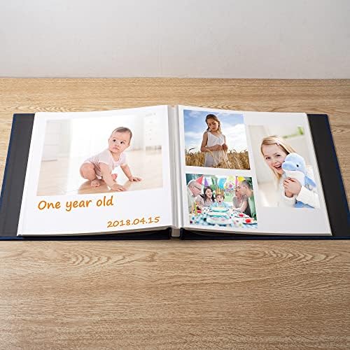 Large Photo Album Self Adhesive Scrapbook Album for 4×6 5×7 8×10 Pictures DIY Magnetic Linen Cover Album 40 Pages for Family Wedding Gifts with Metal Pen and Plastic Board Dark Blue - Image 3