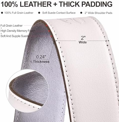 Padwa Lifestyle White Single Camera Harness Strap for One Camera - Professional Single Full Grain Leather Camera Harness with Thick Padded,Quick Release Gear DSLR Camera Straps for Photographers - Image 2