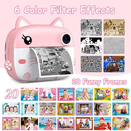 Kids Camera Instant Print, 3.0" HD Screen Kids Instant Cameras, Christmas Birthday Gifts for Girls Boys 3 4 5 6 7 8 9 10 Year Old, Portable Toddler Travel Toys with 32GB Card & 3 Rolls Printer Paper - Image 5