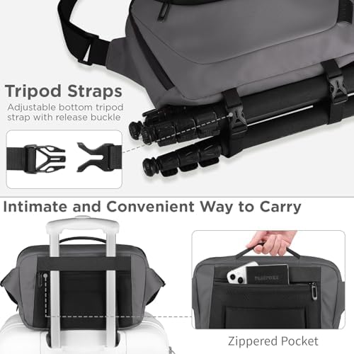 TAAOKA Camera Sling Bag,Travel Waterproof Camera Case with Tripod Holder,DSLR/SLR/Mirrorless Small Camera Bags Crossbody for photographers (Grey) - Image 5