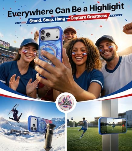 TORRAS World Cup Spirit Inspired, Football Limited Edition Ostand Q3 Air for iPhone 17 Pro Max Case & 360 Magnetic Stand, Fit for MagSafe, Mil-Grade Drop Tested, Camera Control Button, Starlight - Image 5