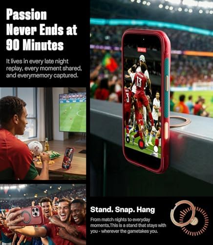 TORRAS World Cup Inspired, Official Portuguese Football Federation Limited Edition, Ostand Q3 Air for iPhone 16 Pro Case, 360 Magnetic Stand, Fit for MagSafe, Mil-Grade Drop Tested, Wave Passion - Image 6