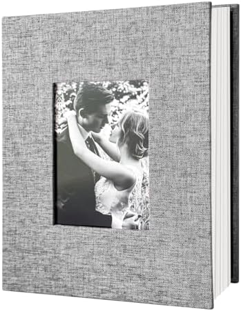 200-Pockets Photo Album 4x6 - Slip-In Picture Album with Linen Cover & Display Window, Vertical Photo Book for Wedding, Family, Baby, Anniversary & Vacation Memories (Holds 200 Photos) by HenPisen
