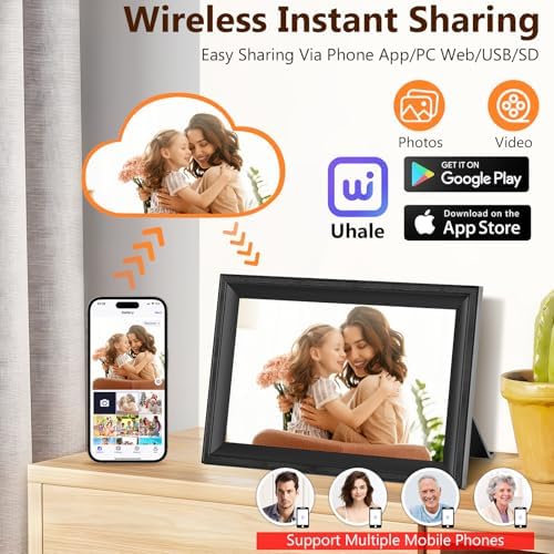Smart Black Digital Picture Frame WiFi Send Photos from Your Phone - Image 3