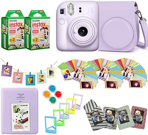 Fujifilm Instax Mini 12 Instant Camera + Pro Design Accessory Bundle with Protective Case, Magnetic Frames, Album, Frames Design Kit (40 Sheets) (Lilac Purple) by FUJIFILM