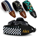 Art Tribute Custom Black White Checkers Camera Strap - Add Your Text and We Make It Especially For You Get Your Own Personalized Stocking Stuffer & Christmas Gift Camera Strap, No Shipping Cost! by ArtTribute