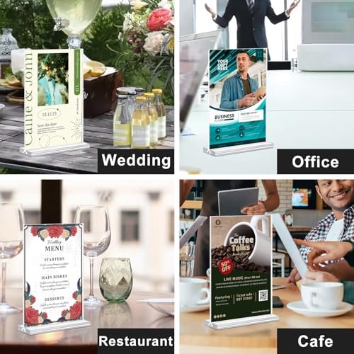 Acrylic Sign Holder 5.5x8.5 Inches 8 Pack, Double Sided Vertical Clear Display Stand, Plastic Frame Flyer Holder for Tabletop, Office, Restaurant, Store - Image 6