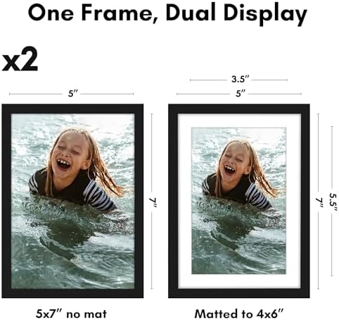 Americanflat 5x7 Picture Frame 2-Pack - Matted to 4x6 - Black - Image 2