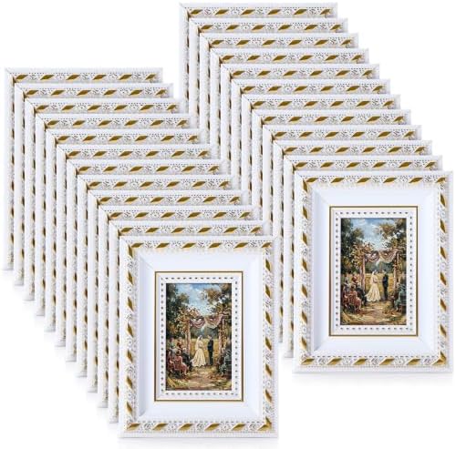 24 Pcs 2 x 3 Inch Small White Picture Frames Bulk Vintage by Unknown