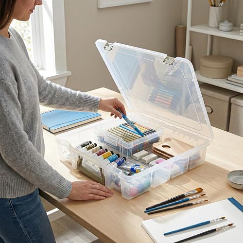 ArtBin Super Satchel 1-Compartment Craft Storage Box, Clear - Image 6
