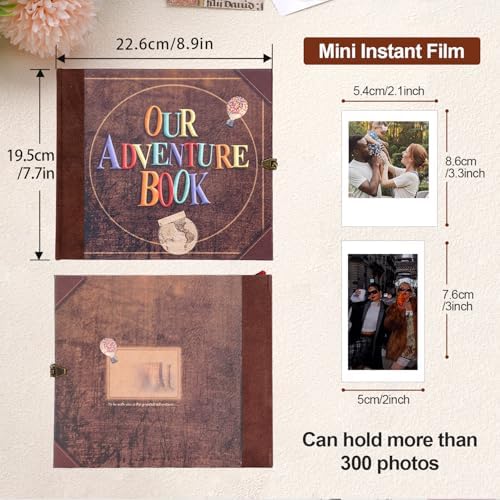 Our Adventure Book 146 Pages 8.9 * 7.7 Inch Scrapbook Photo Album,Retro Style Embossed Letter Cover Travel Diary Journal Scrap Book For Couples,Memory Book For Anniversary Wedding - Image 3