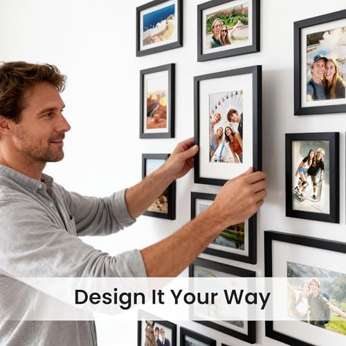 upsimples Picture Frames set of 19, Including 8x10, 5x7, 4x6 Black Frame - Image 7