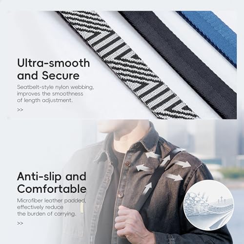 JJC DSLR Neck Strap with Patented Quick Release Buckles, Universal Adjustable Shoulder Sling Strap for Canon Nikon Sony Fujifilm Olympus Pentax DSLR SLR Cameras (Silver Grey) - Image 6