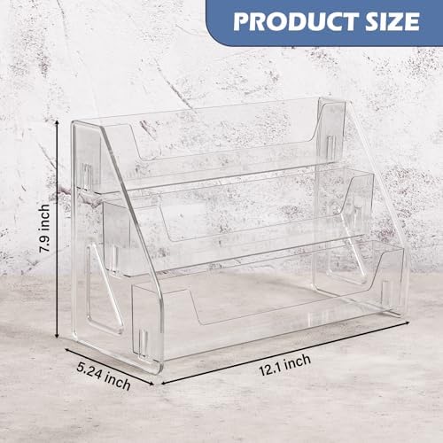 CELSOL Upgraded 3 Tier Acrylic Card Display Stand, Clear Display for Trading Cards, Greeting Cards, Sports Cards, Postcards, Stickers & Brochures, Easy Snap-On, Increased Height & Thickness for Better Presentation - Image 2