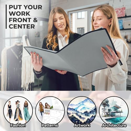 Dunwell 11x14 Art Portfolio Binder, 24-Sleeve, Mounting Paper, Silver - Image 4