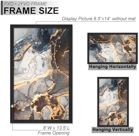 Fxojyvo 8.5x14 Picture Frame Set of 2 Black Engineered Wood Wall Hanging - Image 4