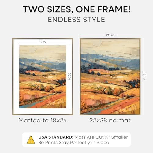 Homeforia 22x28 Bronze Poster Frame, High-End Metal, 18x24 Mat, Glass - Image 2